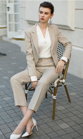 Chic Sandstone Tailored PantSuit